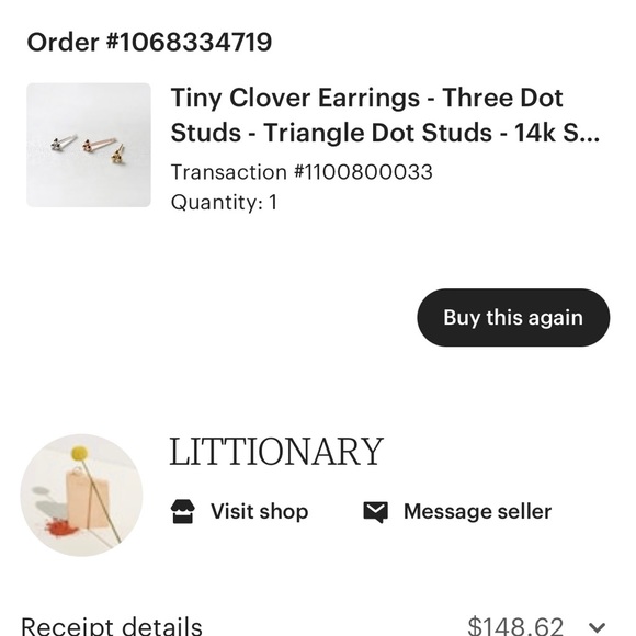 Trinity Three Dot 14K Solid White Gold Single Earring - Picture 5 of 5